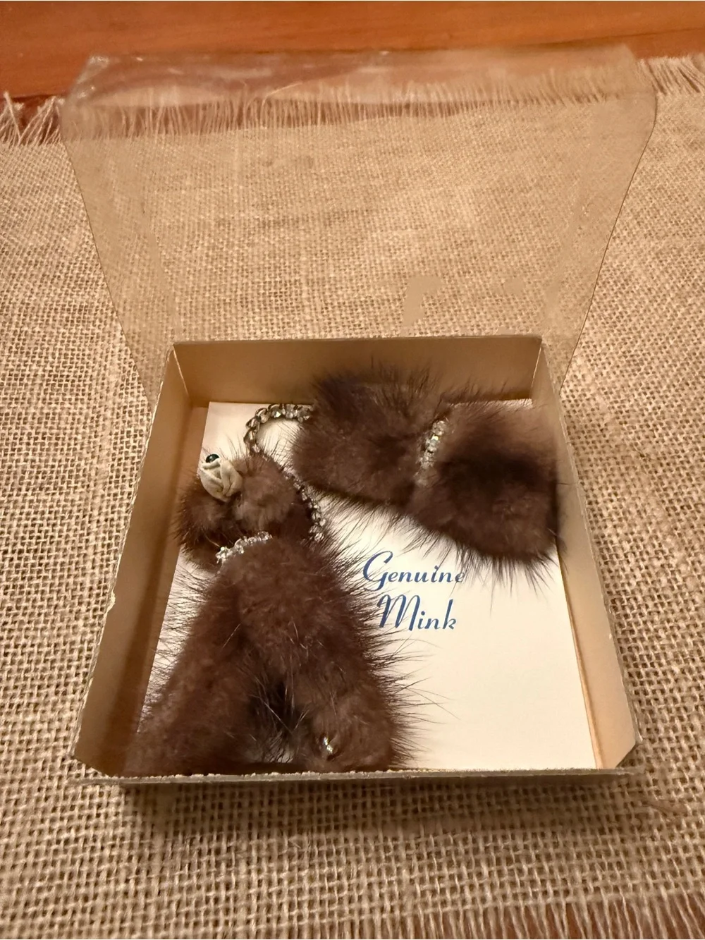 Genuine Mink Brown Fur Poodle Broach- in original box